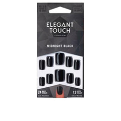 Elegant Touch Core Colour Uñas Con Pegamento Squoval Midnight Black