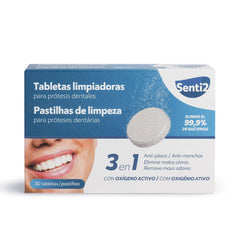 Senti2 Tabletas Limpiadoras Compresse Effervescenti Per La Pulizia Protesi Dentali Fresh Mint Plaque Fighter