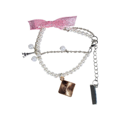 Inca Pulsera De Perlitas Con Adornos Colgantes Lote Braccialetto Accenti Dorati Chic