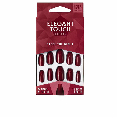 Elegant Touch Polished Colour Unghie Coffin Con Colla Manicure Di Lusso
