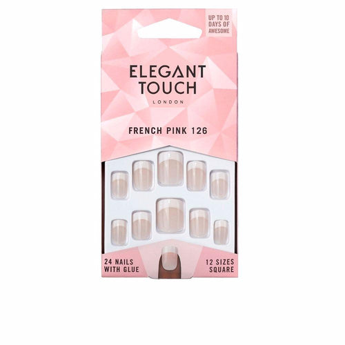 Elegant Touch French Unghie Quadrate Con Adesivo Eleganza Intramontabile