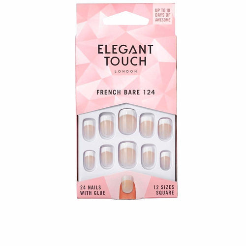 Elegant Touch French Unghie Quadrate Con Adesivo Eleganza Intramontabile