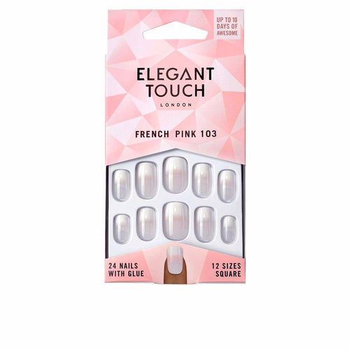 Elegant Touch French Unghie Quadrate Con Adesivo Eleganza Intramontabile