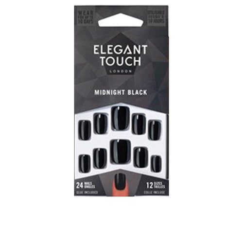 Elegant Touch Core Colour Uñas Con Pegamento Squoval Midnight Black