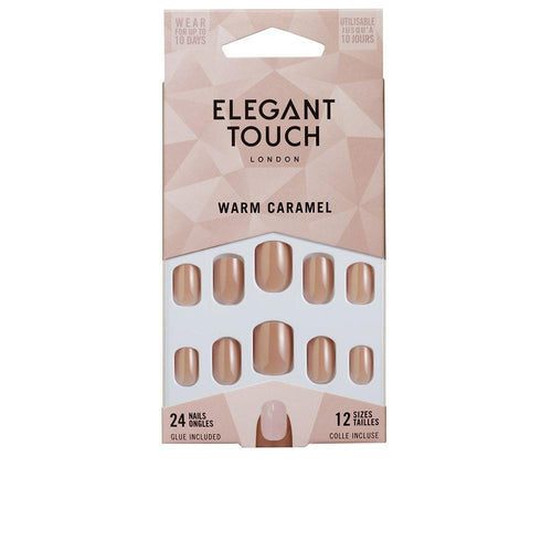 Elegant Touch Core Colour Uñas Con Pegamento Squoval Midnight Black