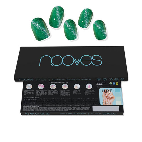Nooves Láminas De Uñas De Gel Cat Eye Verde Manicura Profesional En Casa