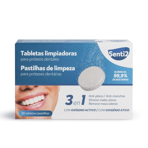 Senti2 Tabletas Limpiadoras Compresse Effervescenti Per La Pulizia Protesi Dentali Fresh Mint Plaque Fighter